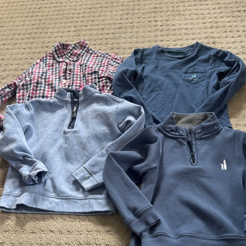 johnnie-O Kids Plaid and Blue Tops